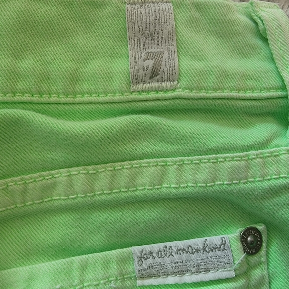 7 For All Mankind Skinny Cropped Jeans Lime Green size 26 - Picture 9 of 11